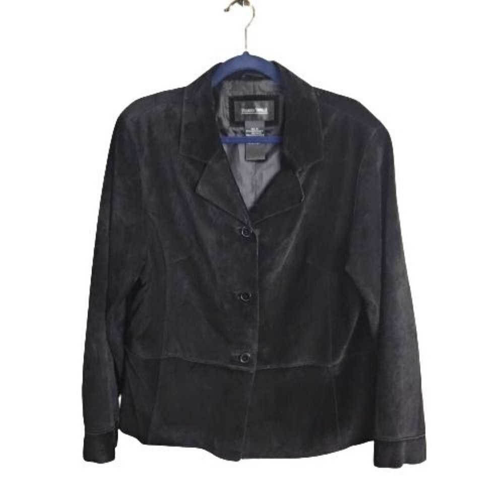 Brandon Thomas 90s Vintage Black Suede Leather Blazer Size XL